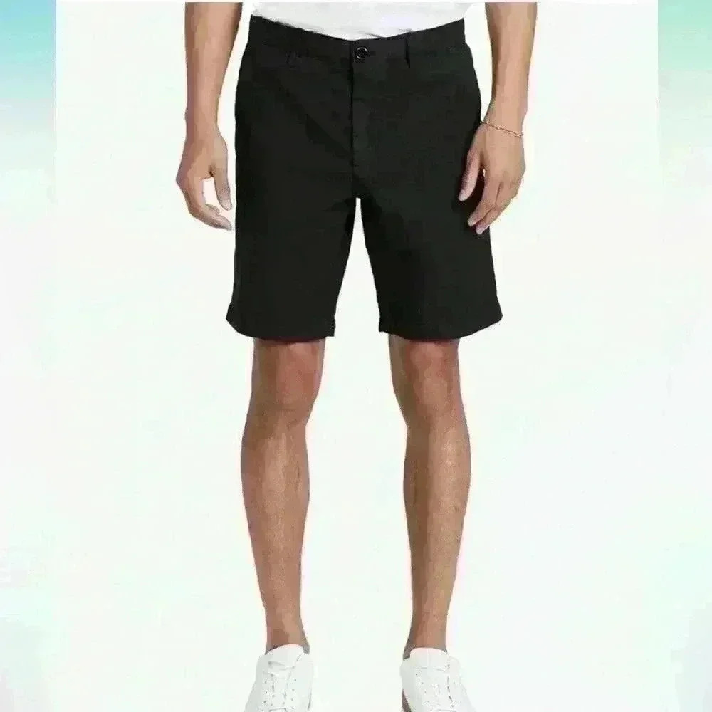 New Theory Men's Zaine black Chino Shorts Size 40 summer vacation
